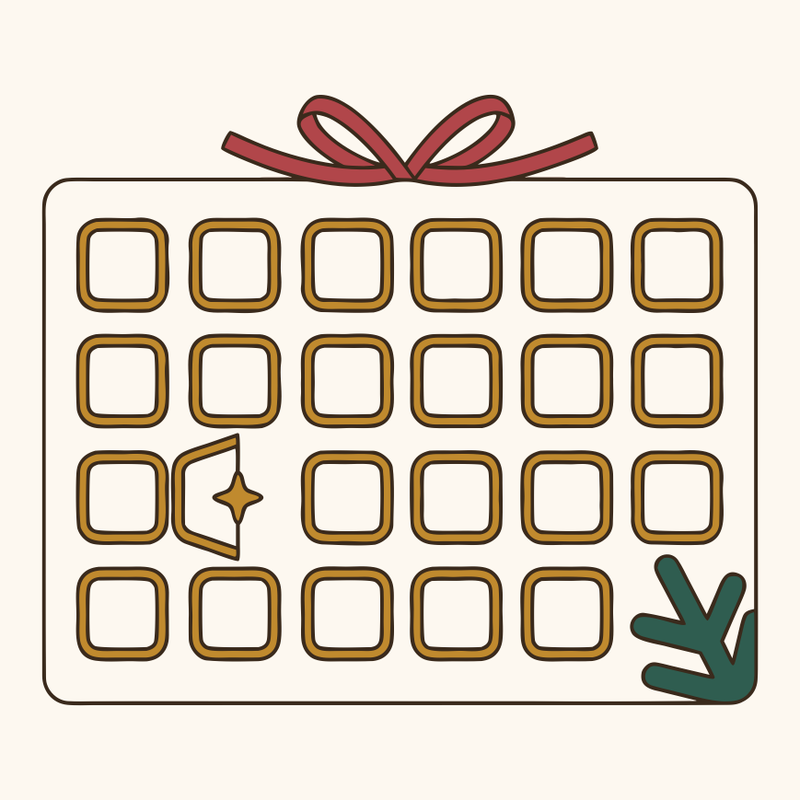 Adventskalender mit 24 Türchen, eines geöffnet